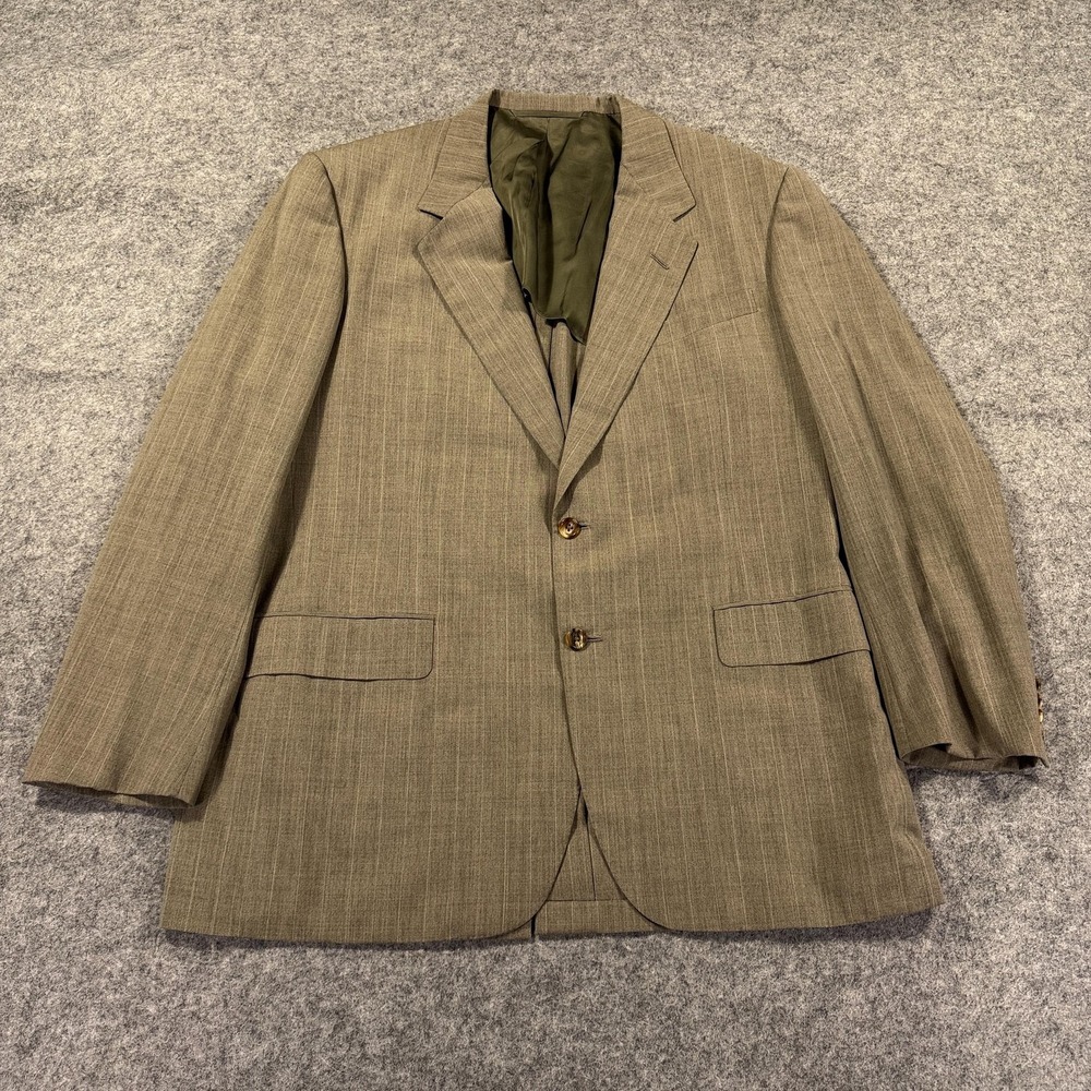 Oxxford Clothes Suit Jacket Mens 43 L Brown Wool Super Worsted Aristocrat Cachet